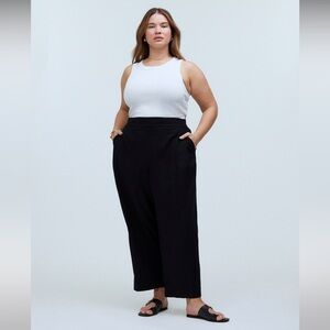 NWT Madewell Plus Pull-On Straight Crop Pants in Linen Blend Black 18W